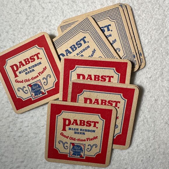 Vintage PABST Blue Ribbon Double Sided Beer Drink Coasters Lot of 10 - Picture 6 of 6